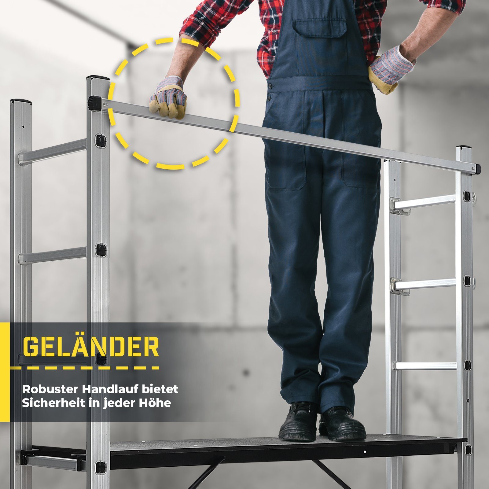 TIMBERTECH Gerüst Baugerüst- 4 in 1 Arbeitshöhe max 280 cm, bis zu 150 kg Belastbar