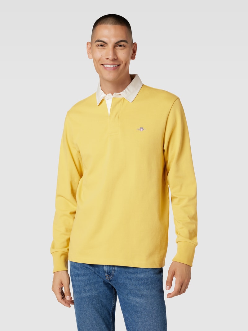 Sweatshirt mit Kentkragen Modell 'SHIELD' in gelb