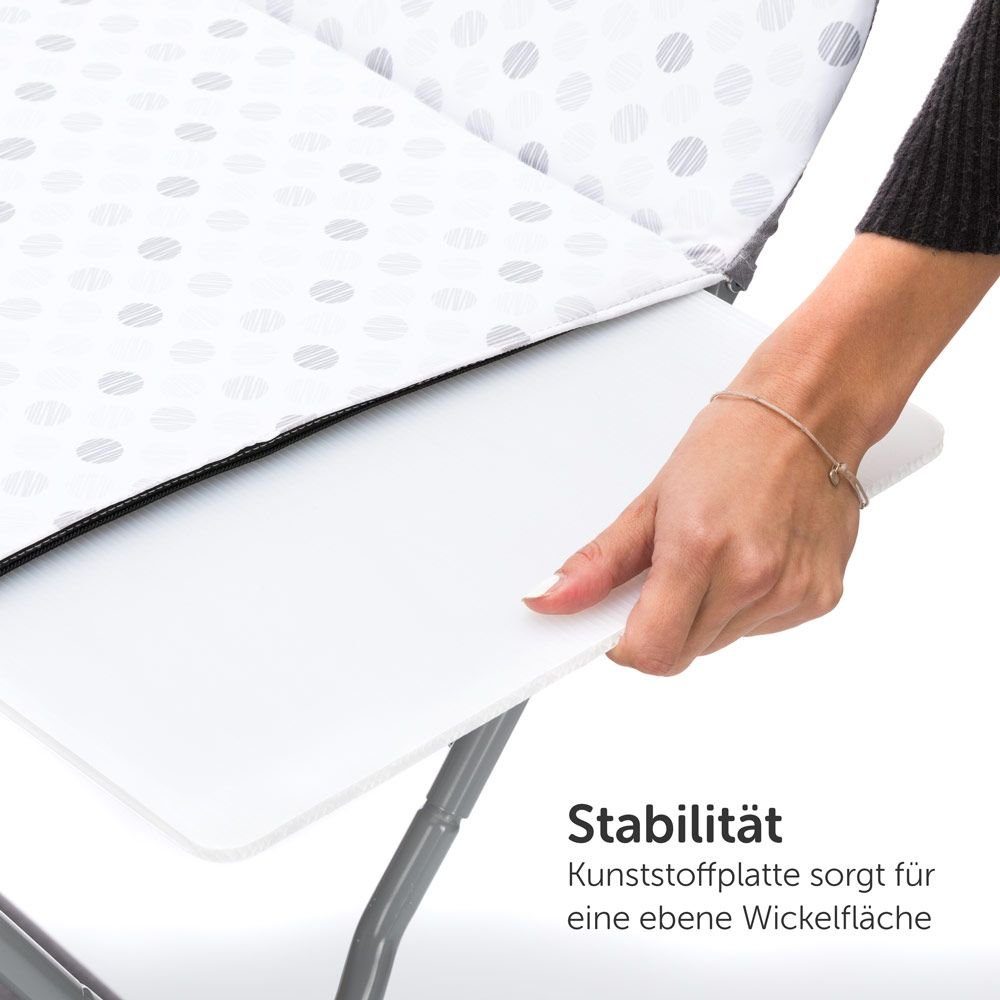 Fillikid Wickelkommode Exklusiv Circle - Grau, Baby Wickelkombi Wickelkommode Wickeltisch klappbar mit Fächern