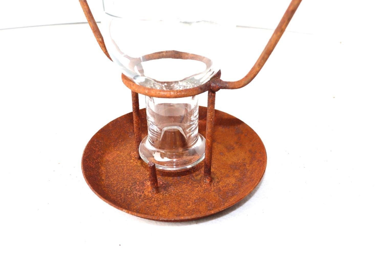 Hirsch Terracotta Vogelhaus Vogelfutterstation mit Glasflasche aus Metall, stabile Vogelfutterstation mit Dach