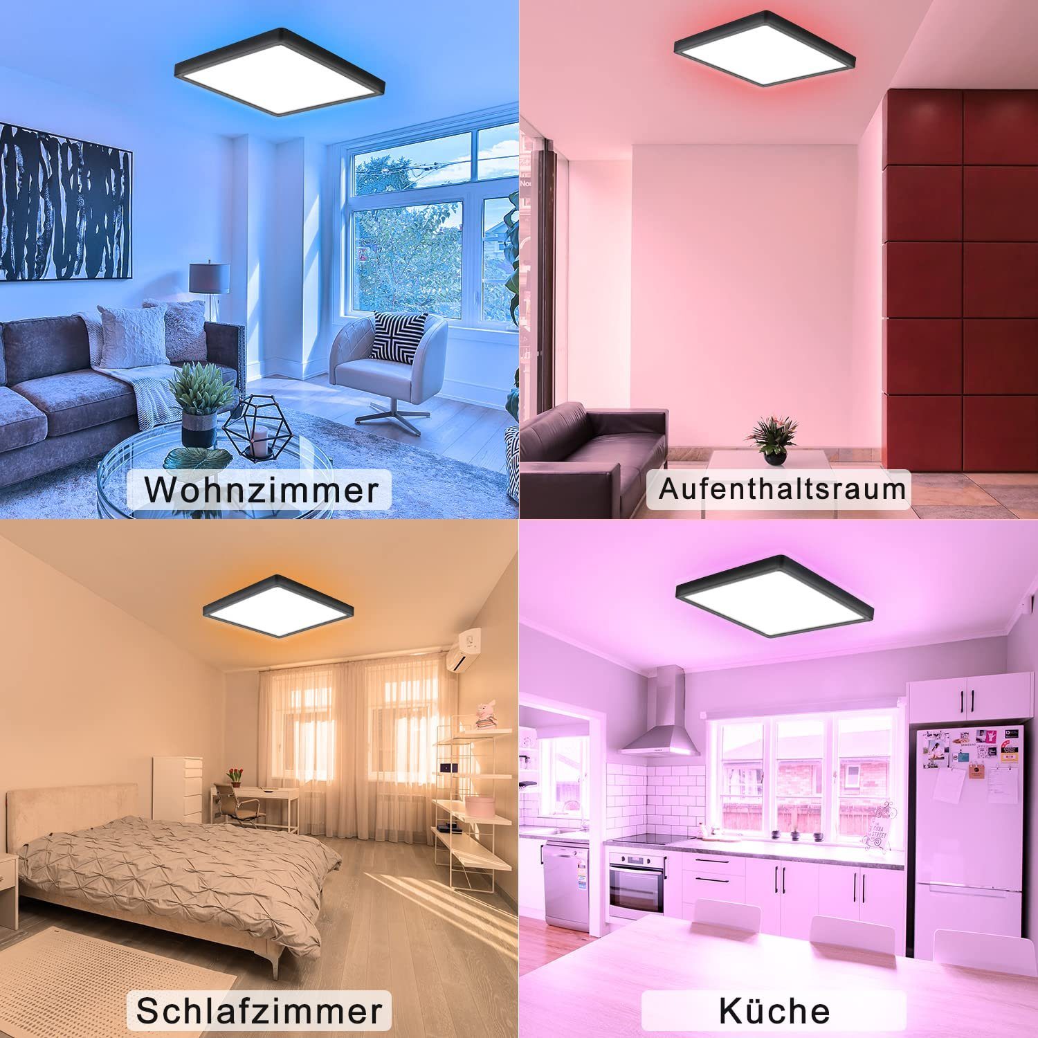 Nettlife LED Panel Dimmbar mit Fernbedienung RGB/Smart-APP steuern 40W, ‎RGB Backlight, LED fest integriert, Warmweiß Neutralweiß Kaltweiß, für Schlafzimmer Küche Wohnzimmer, 29.5 x 29.5 x 2.5 cm