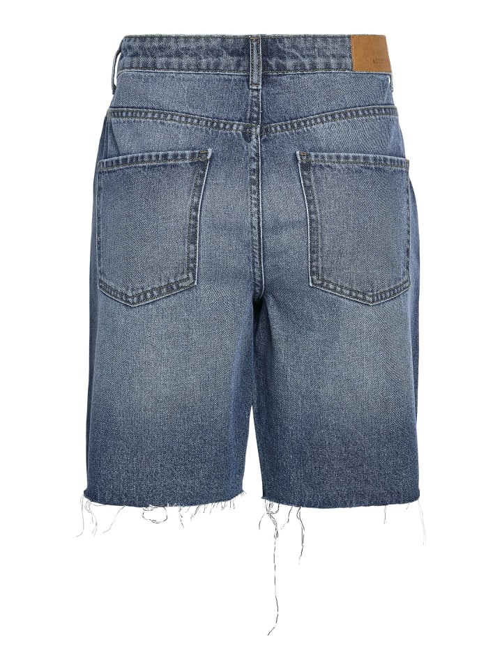 Noisy may Denim Bermuda Jeansshorts mit Fransensaum in Blau-3 günstig kaufen