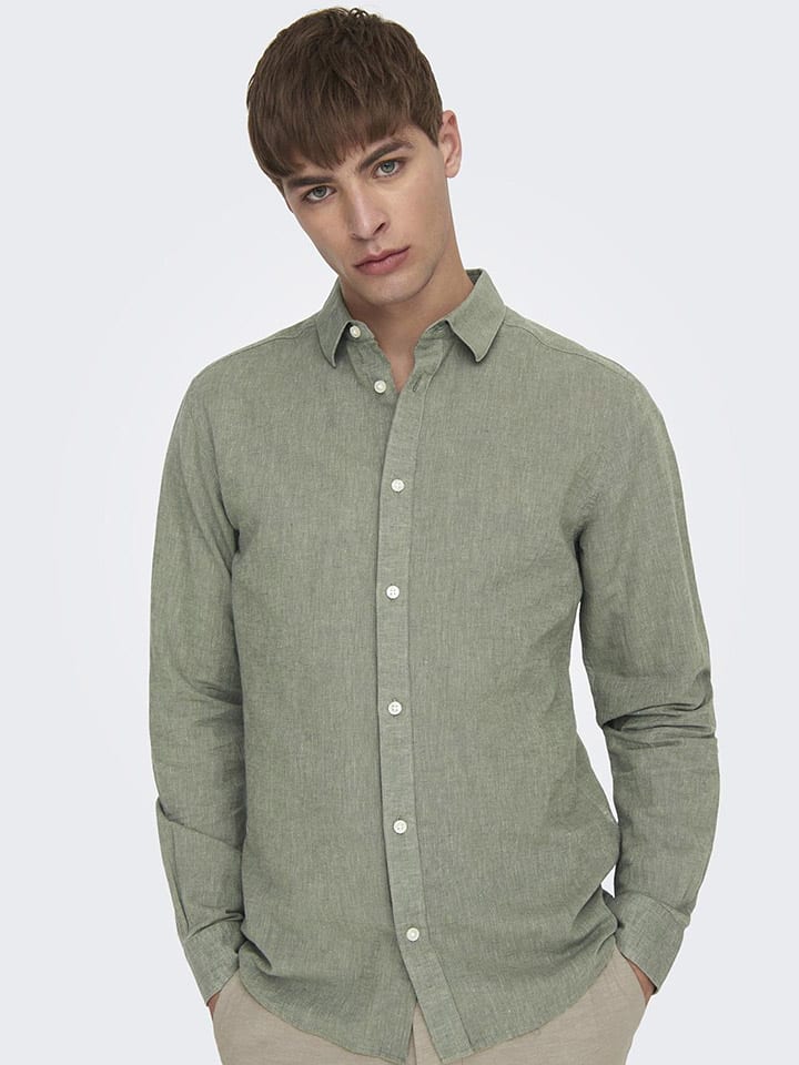 ONLY & SONS Hemd - Slim fit - in Khaki günstig kaufen