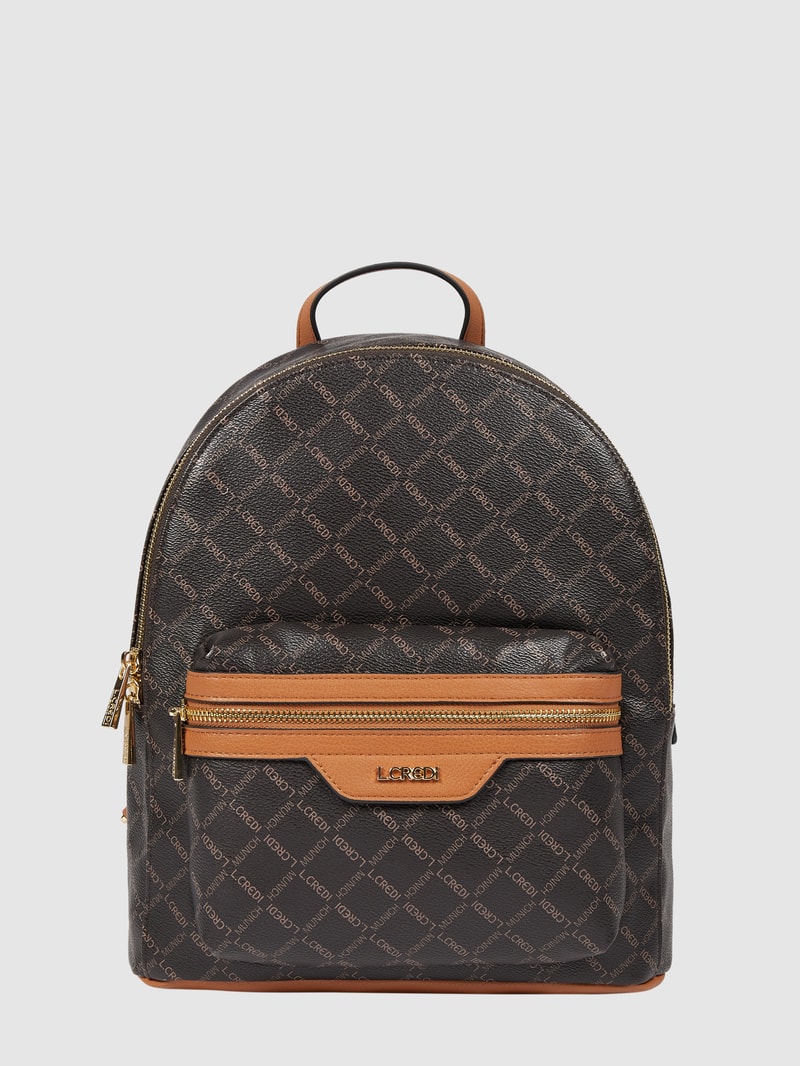 Rucksack mit Logo-Muster in mittelbraun