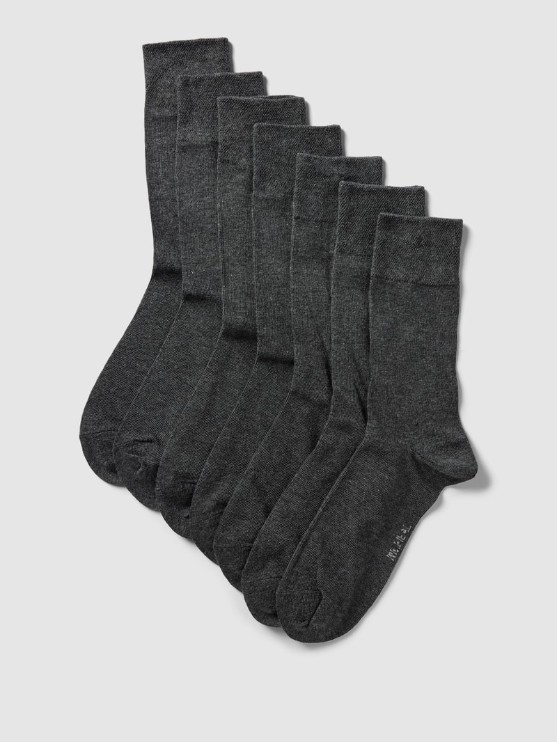 Socken mit Label-Stitching im 7er-Pack Modell 'Sensitiv' in anthrazit meliert
