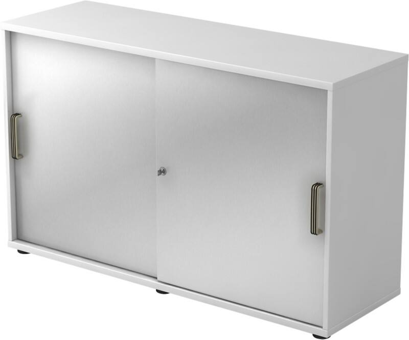 Hammerbacher Schiebetürenschrank 2FH SG Weiß, Silber 1.200 x 400 x 748 mm