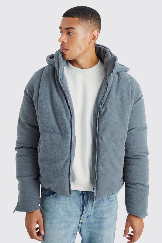 Fleece-Steppjacke mit Kapuze