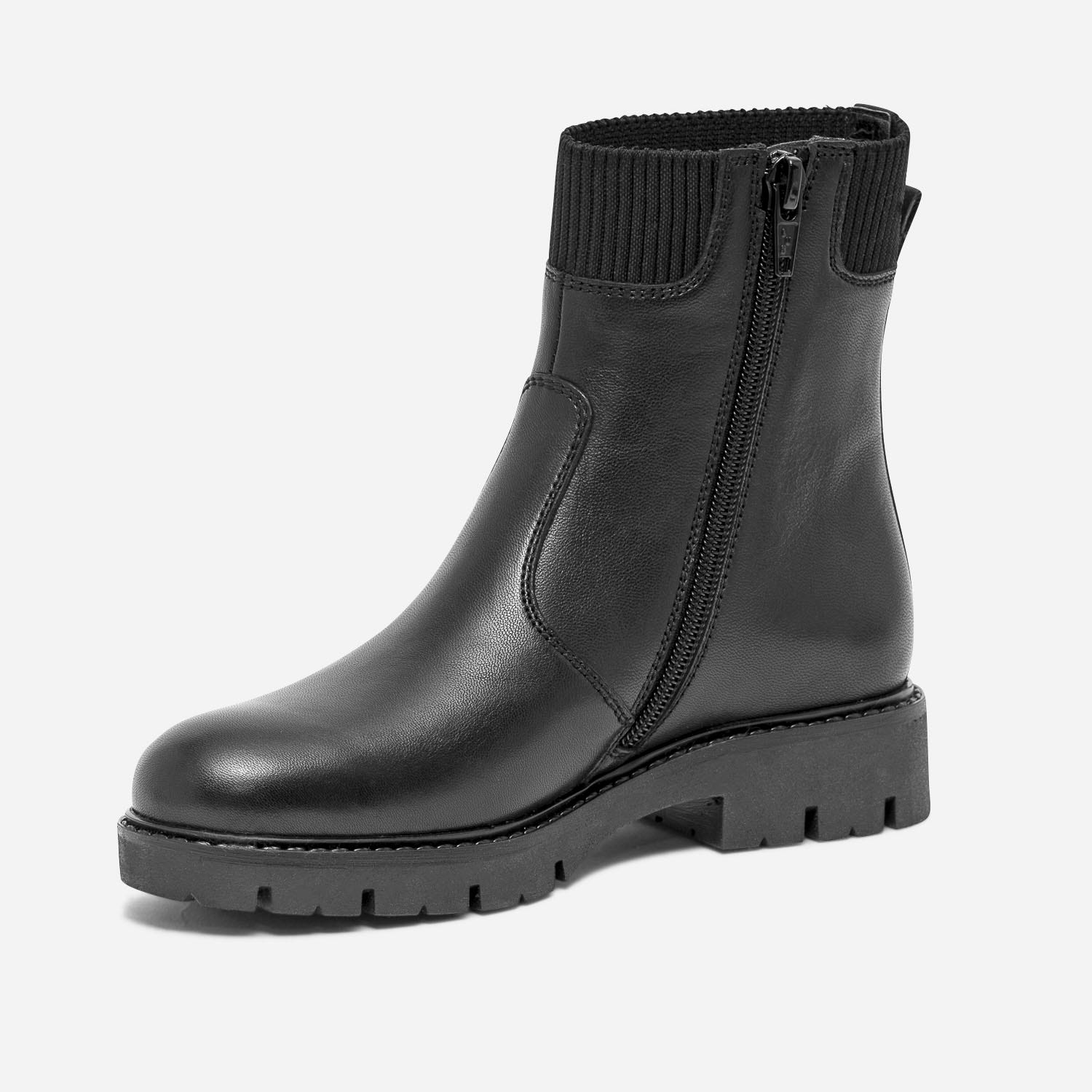 Boots-chaussette noir éco-conçu en cuir