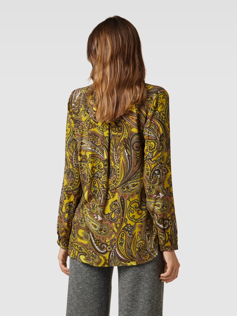 Bluse mit Allover-Muster in senfgelb