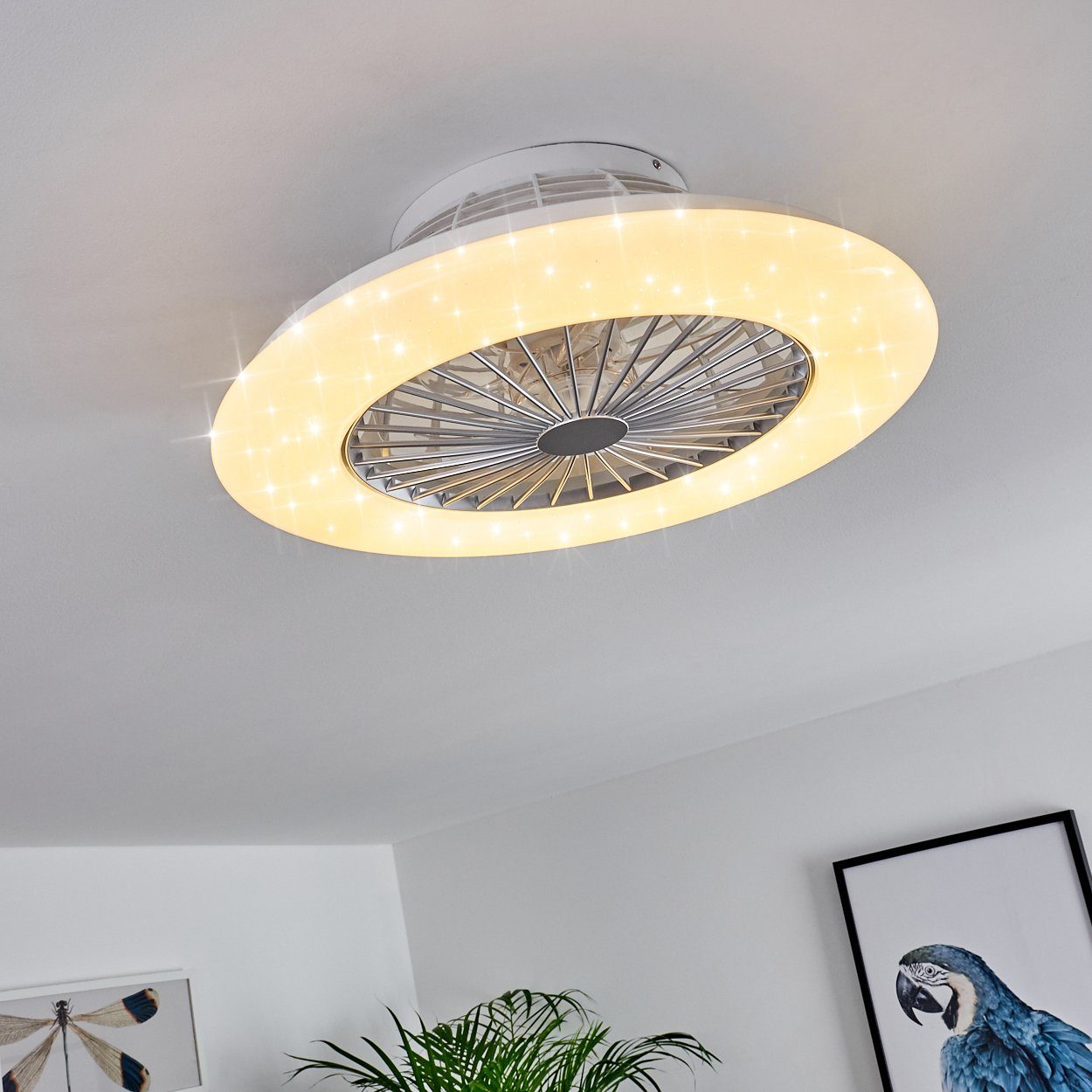 hofstein Deckenventilator Concas LED Deckenventilator, Kunststoff, Titanfarben/Weiß