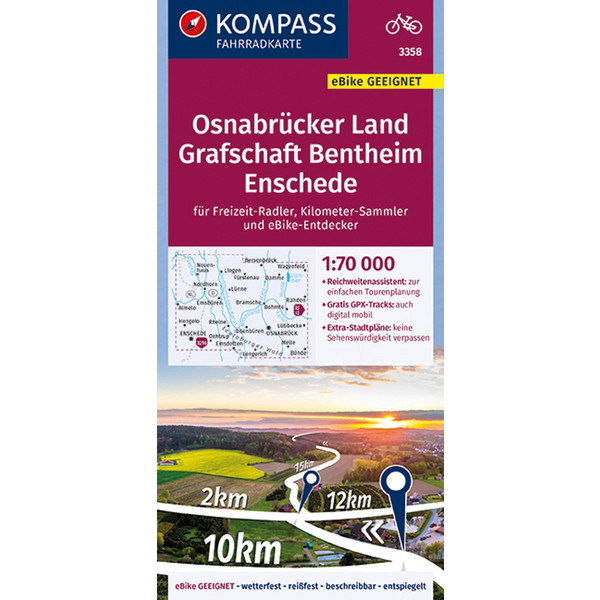 KOMPASS FAHRRADKARTE OSNABRÜCKER LAND, GRAFSCHAFT BENTHEIM