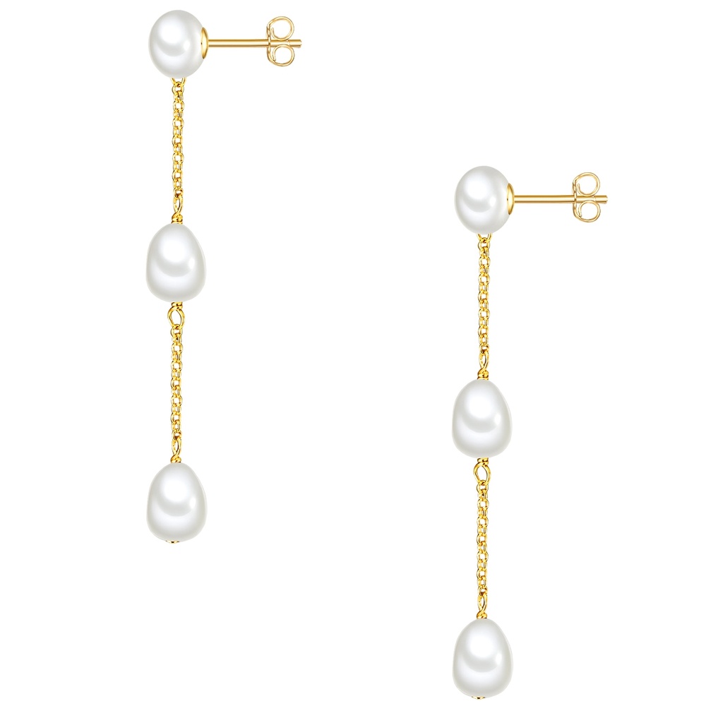 Valero Pearls Boucles d'oreille en perle Argent sterling Perle de culture d'eau douce en Or jau Boucles d'oreilles