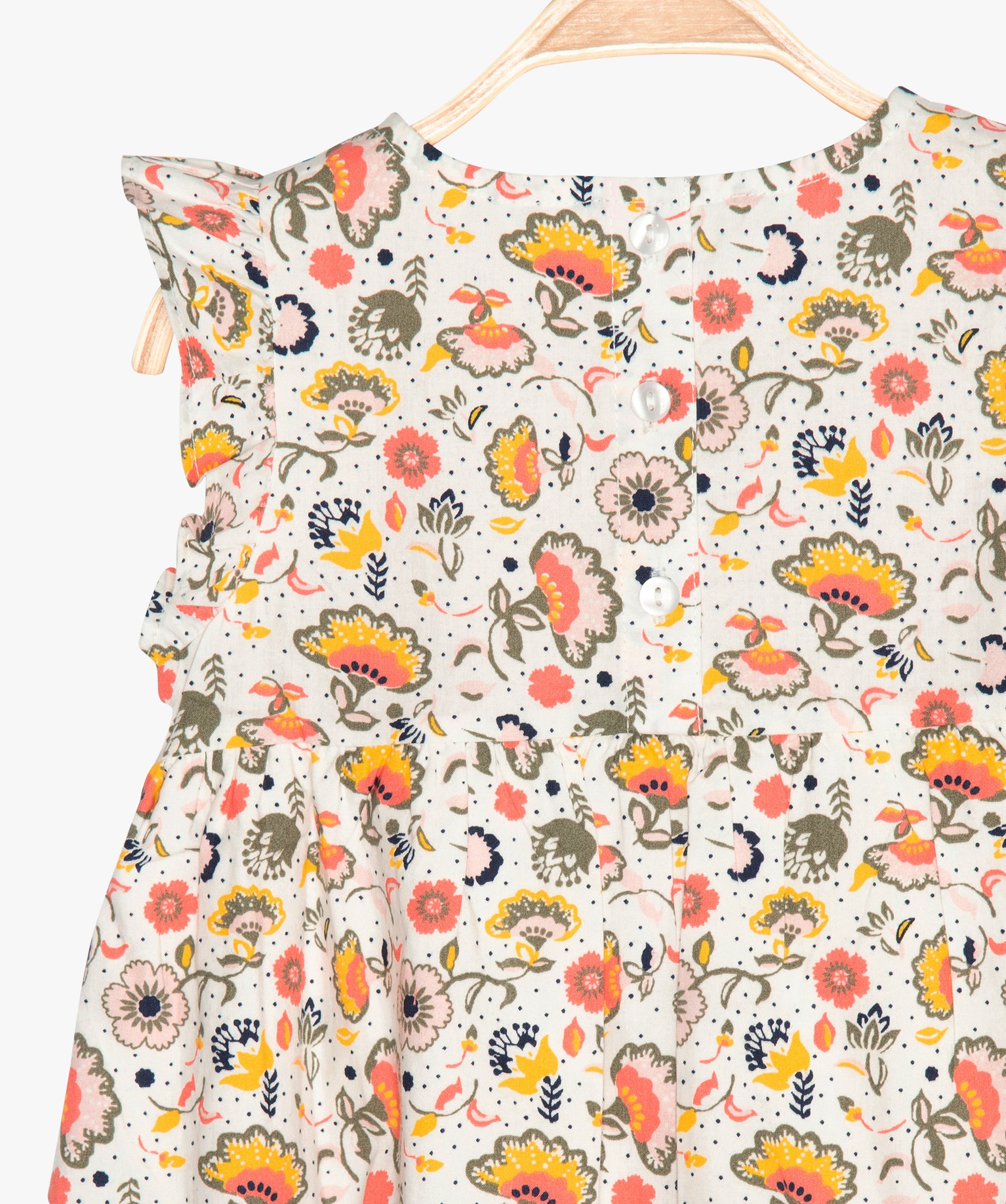 Robe bébé fille à motifs fleuris avec emmanchures à volants multicolore | GEMO