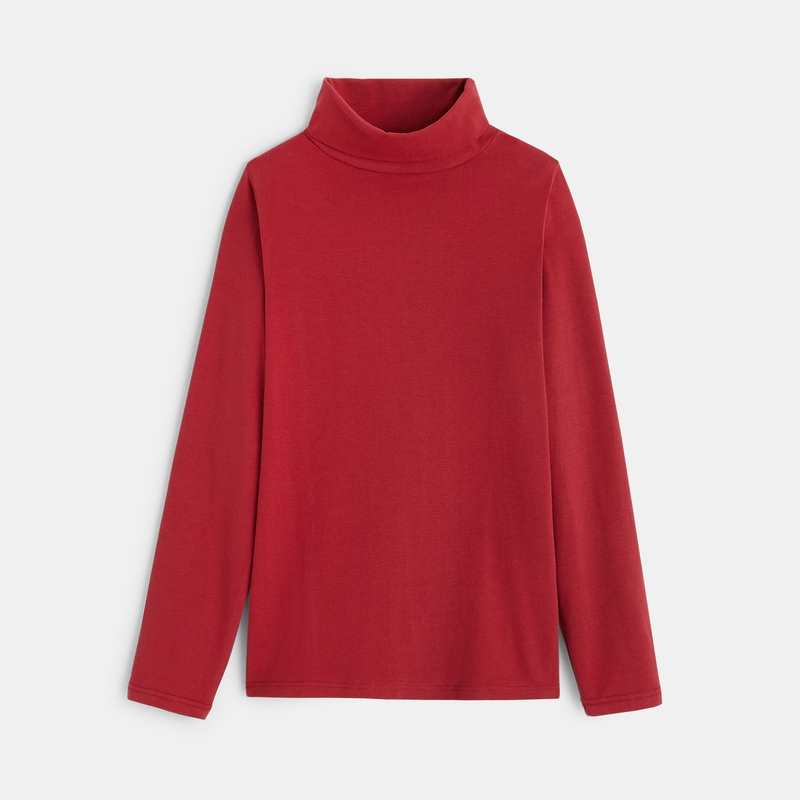 T-shirt col roulé manches longues rouge garçon