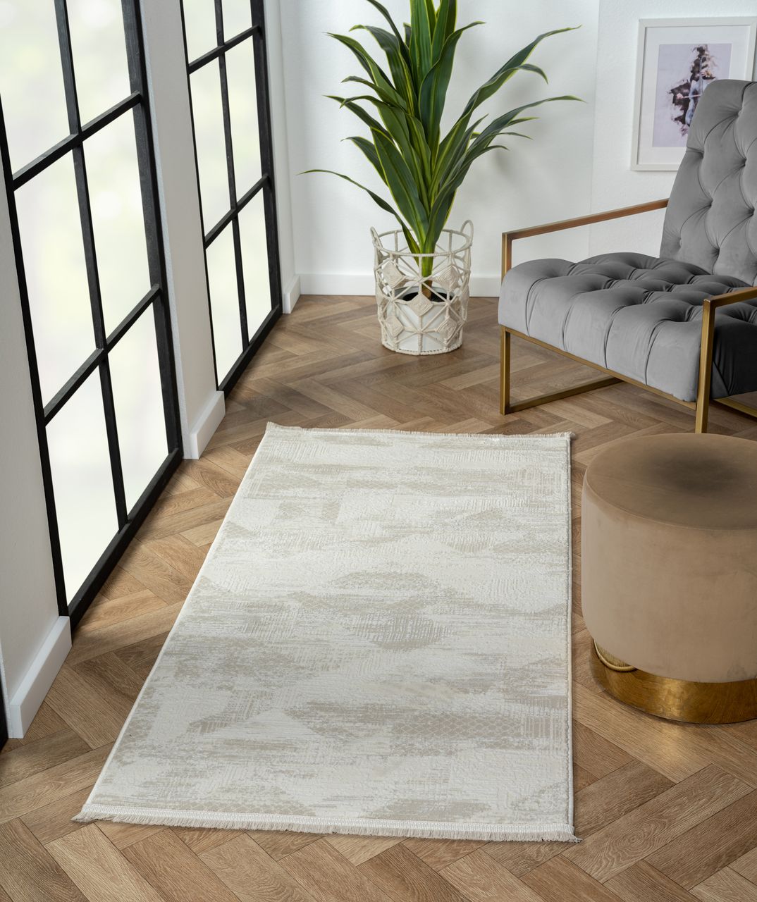 MyFlair Teppich Siena , 80cm x 150cm, Farbe Beige, rechteckig, Florhöhe 10mm