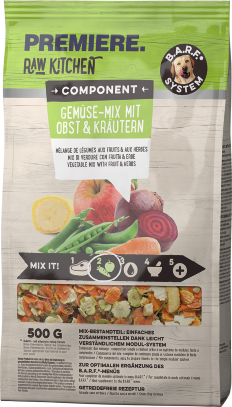 PREMIERE Ergänzungsfutter & Aufzucht PREMIERE RAW KITCHEN Gemüse-Mix mit Obst & Kräutern 500g