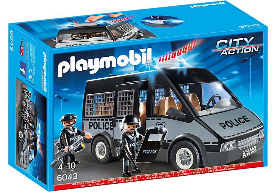 Polizei-Mannschaftswagen mit Licht und Sound