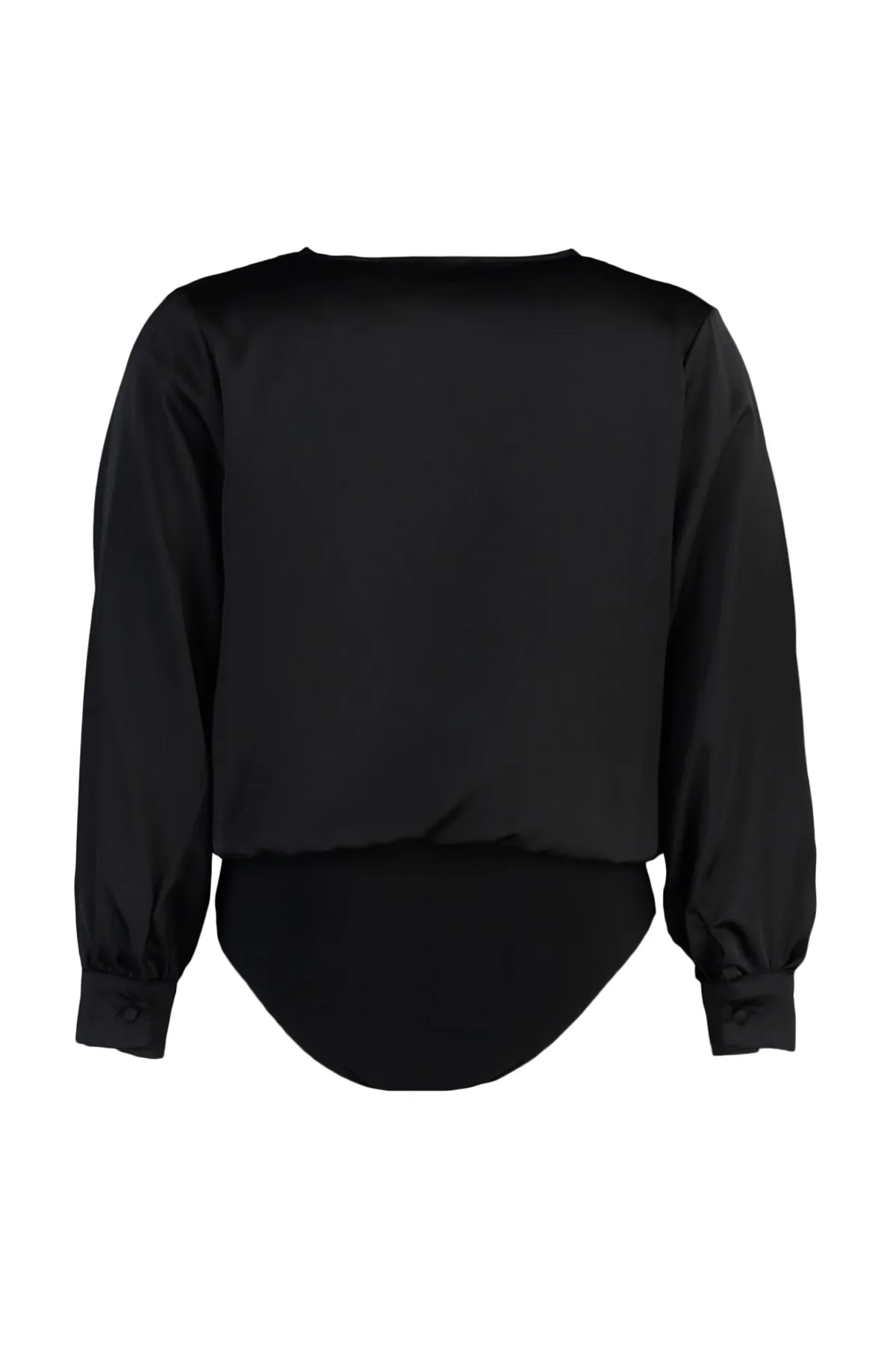 Trendyol Curve  Schwarzer, gewebter, geknöpfter Satin-Look-Body TBBAW23CS00009