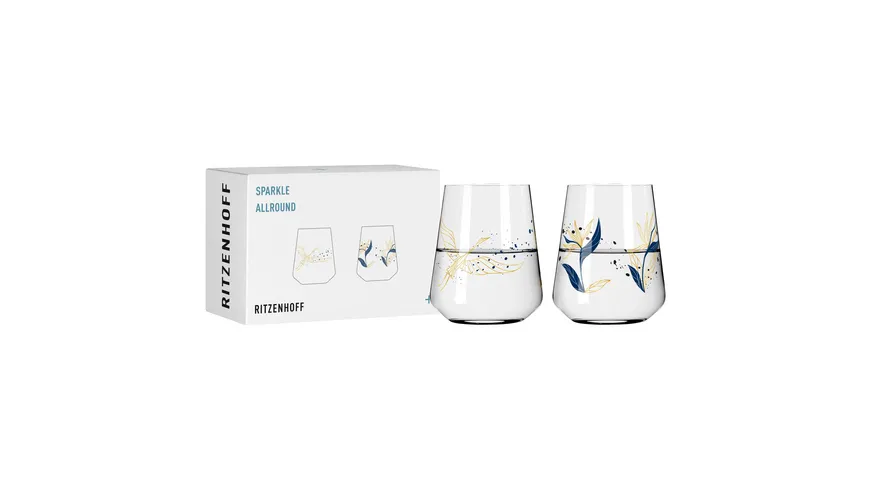 RITZENHOFF Allround-Glas Sparkle 2er Set #1 #2 von Ana Vasconcelos H23 Blau, Gold