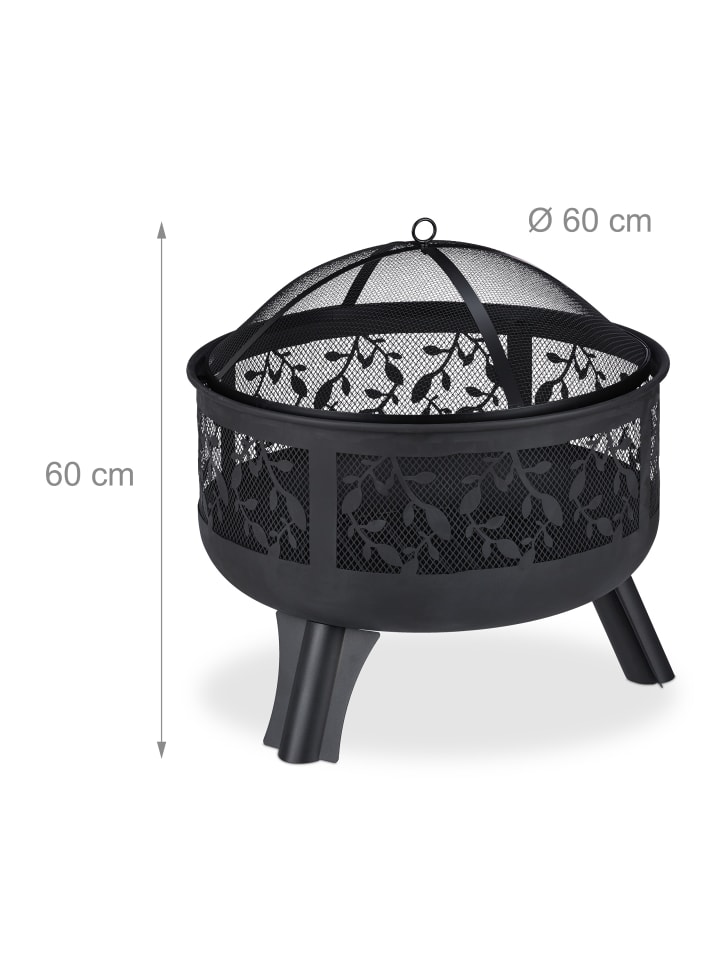 relaxdays Feuerschale in Schwarz - (H)60 x Ø 60 cm günstig kaufen onesize