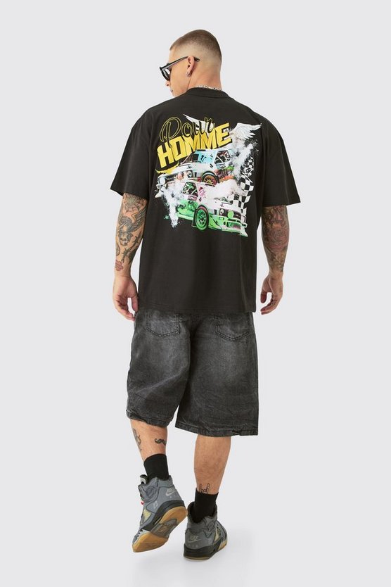 Oversize T-Shirt mit Racer-Print