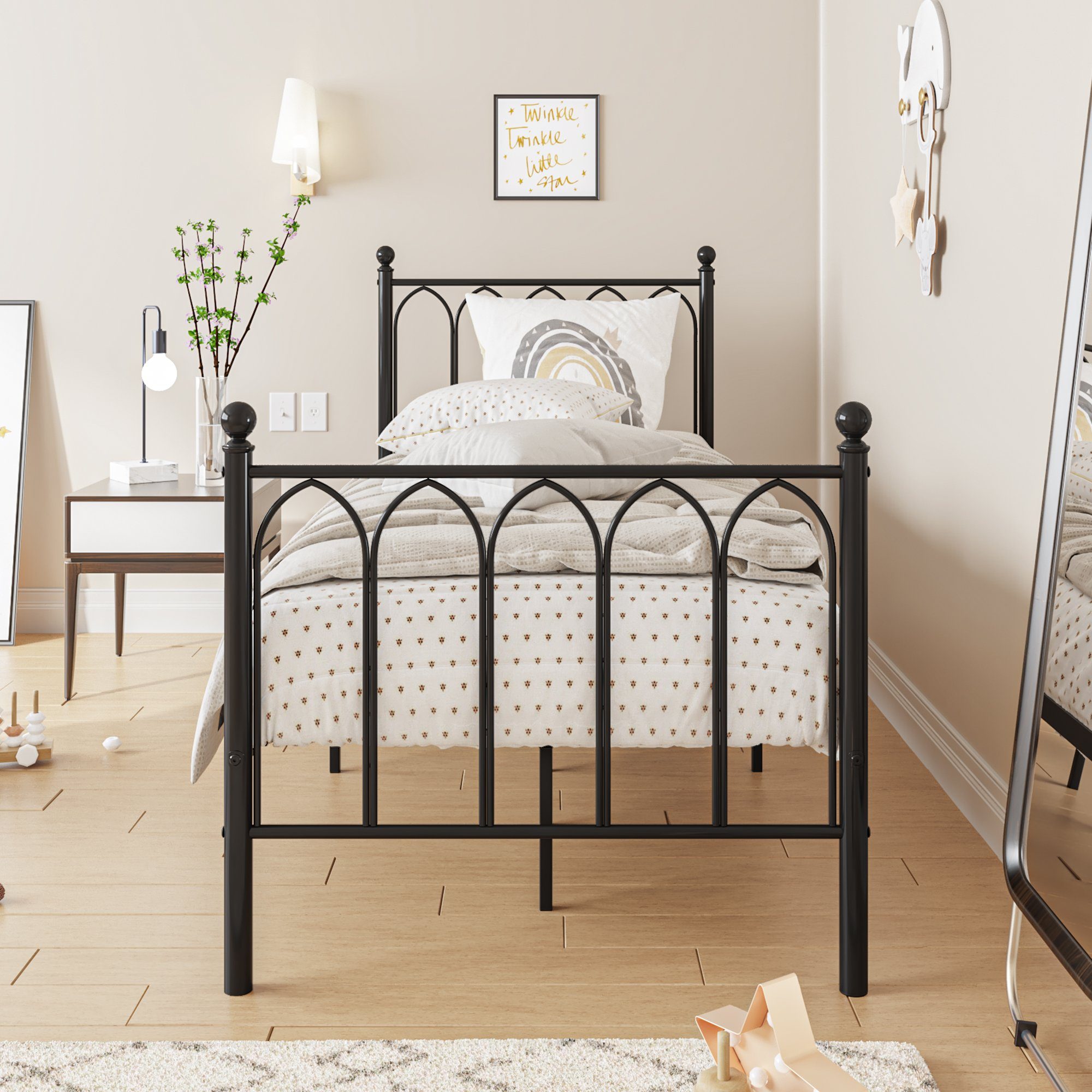 HAUSS SPLOE Metallbett Metallbett Bettgestelle Einzelbett Bettrahmen (90x190cm)
