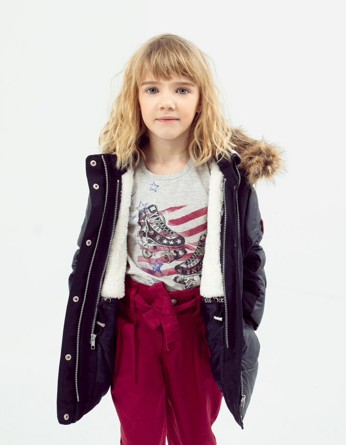 Parka 2-en-1 marine et doudoune imprimé étoiles fille