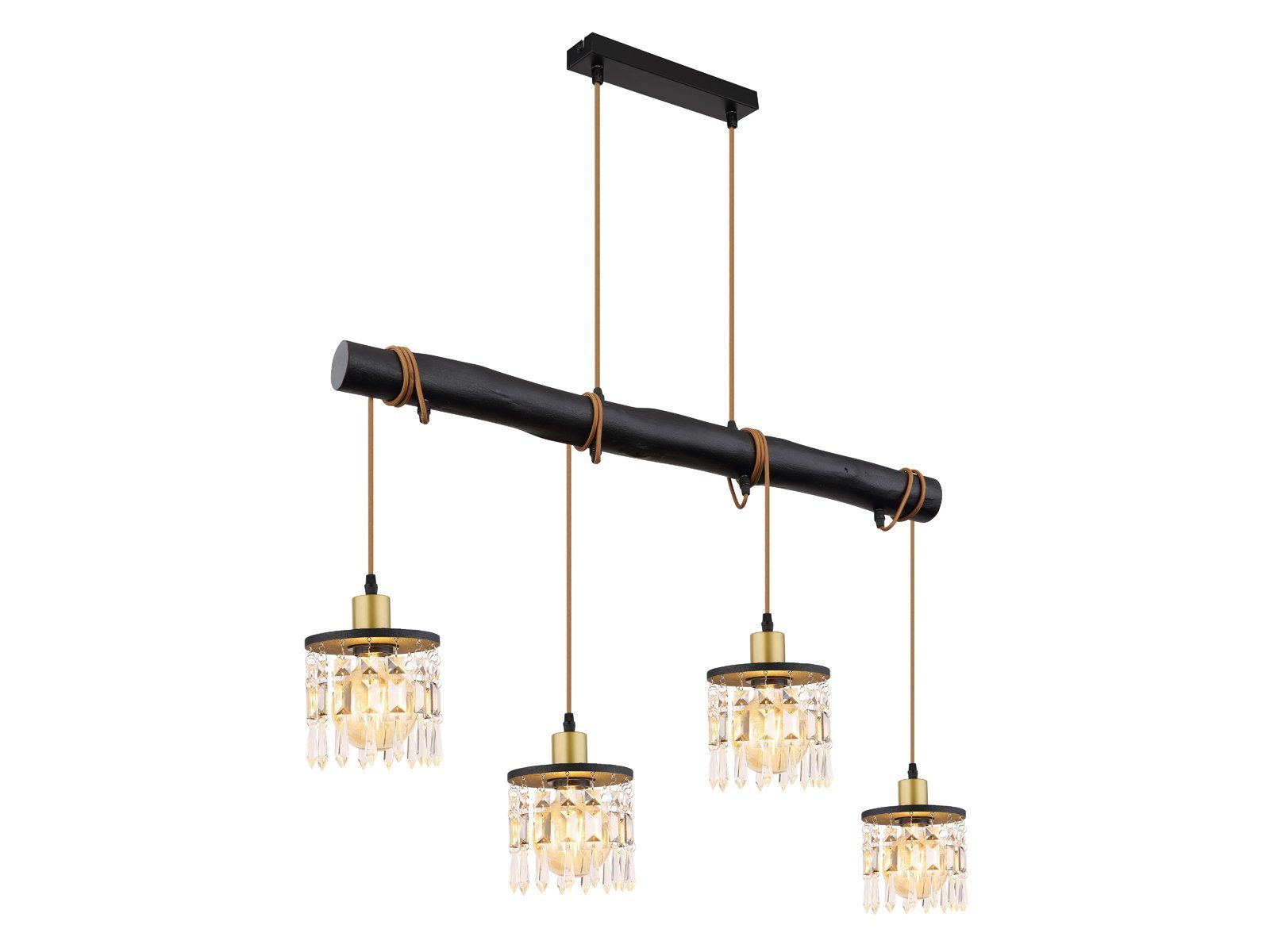 meineWunschleuchte LED Pendelleuchte, LED wechselbar, warmweiß, ausgefallene Designer Holzbalken Lampe für übern Esstisch hängend 85cm