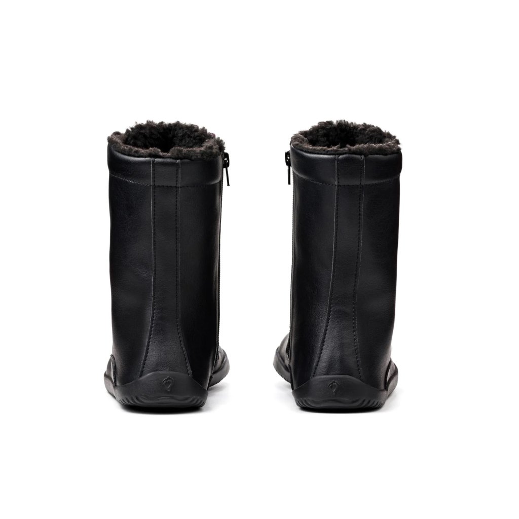 Ahinsa Jaya Schwarze Barfuß-Halbstiefel mit Reißverschluss und Futter
