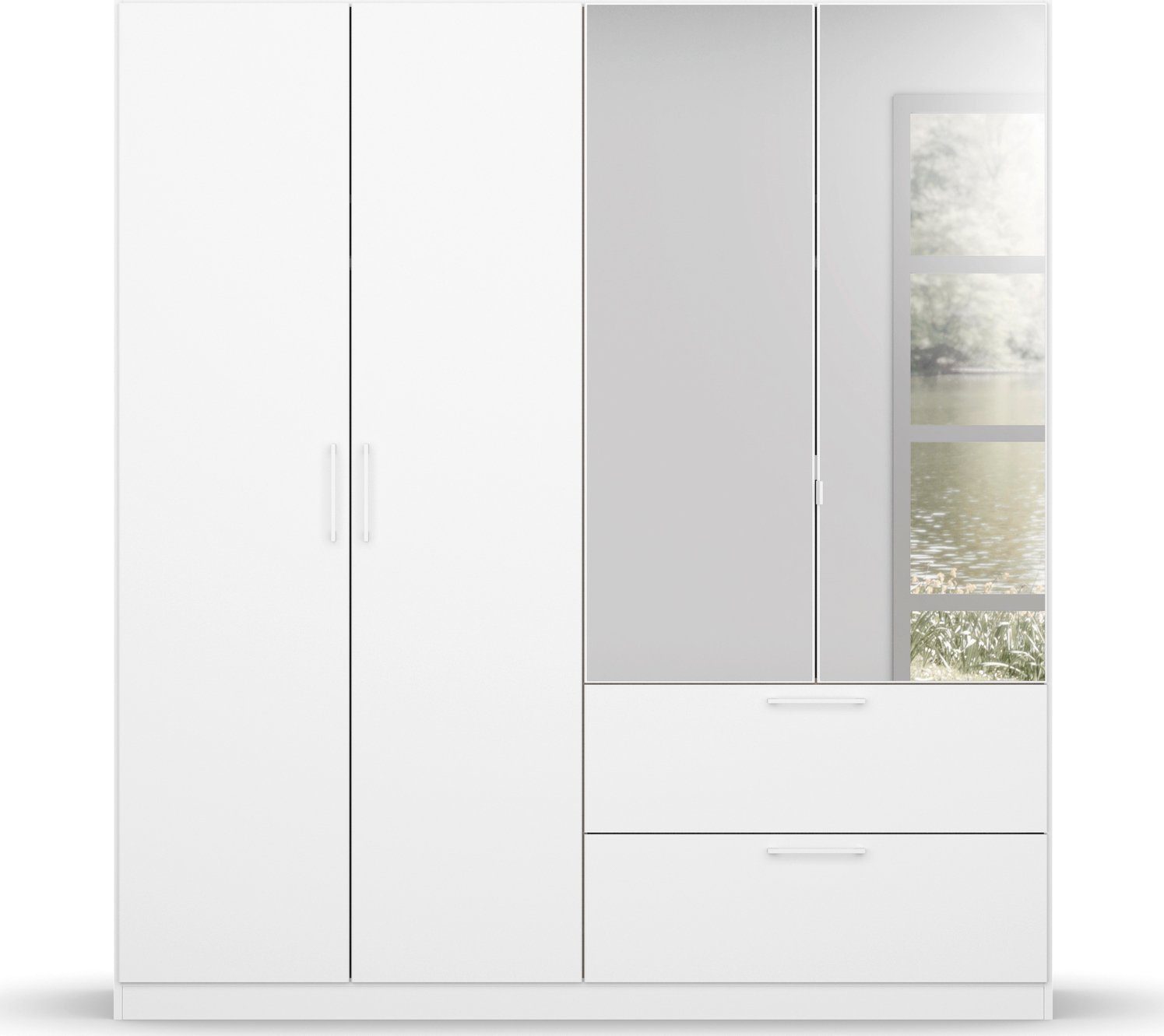rauch Schlafzimmer-Set Challenger, Schrank mit Spiegel in 2 Breiten, Bett in 3 Breiten und 2 Nachttische