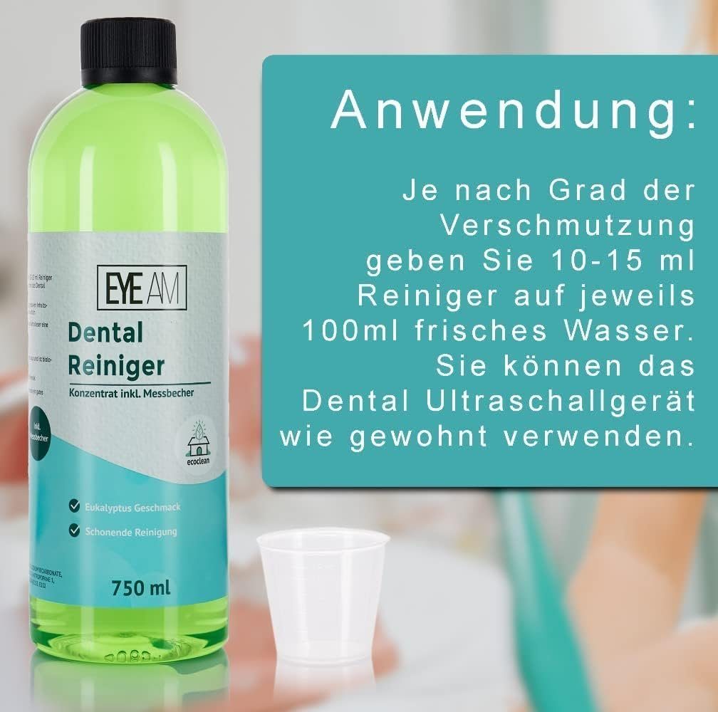 EyeAm Dental Ultraschallreiniger Konzentrat für Zahnprothesen mit Messbecher Reinigungskonzentrat (Inklusive Messbecher)