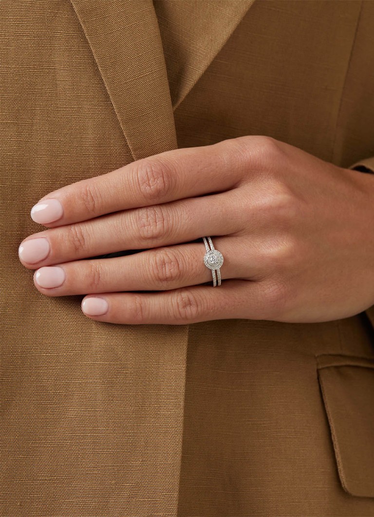 Inel cu vârf de diamant din aur alb, diamant de 0.28ct, Petite Romance