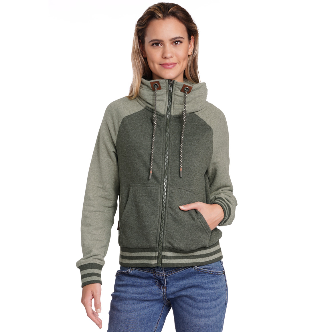 Damen Sweatjacke mit Schalkragen