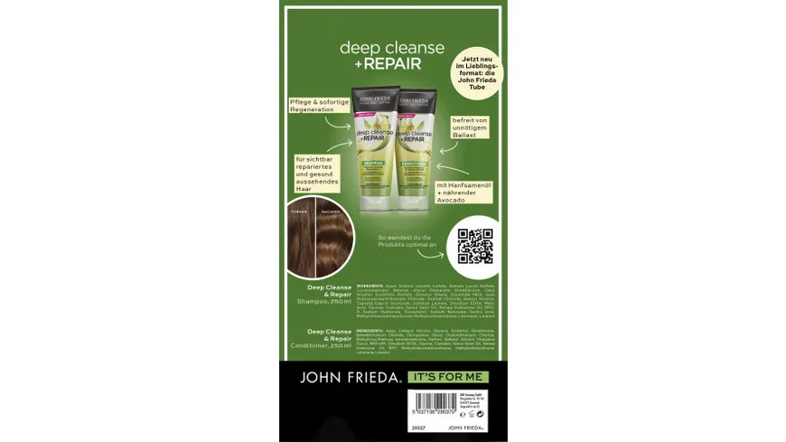 John Frieda deep cleanse + Repair Duo Shampoo + Condtioner 500 ml
