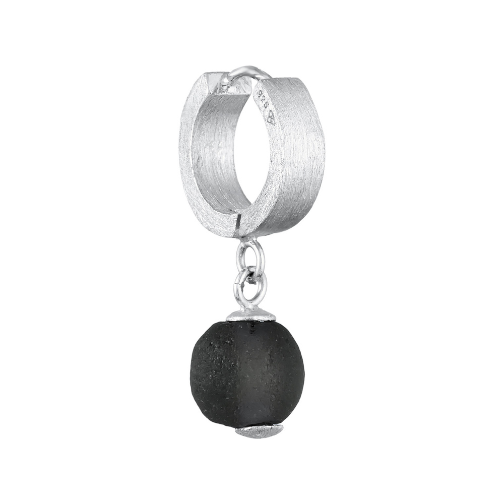 KUZZOI KUZZOI Boucles d'Oreilles Hommes Créoles Rond Single Pièce avec perle de verre en Boucles d'oreilles