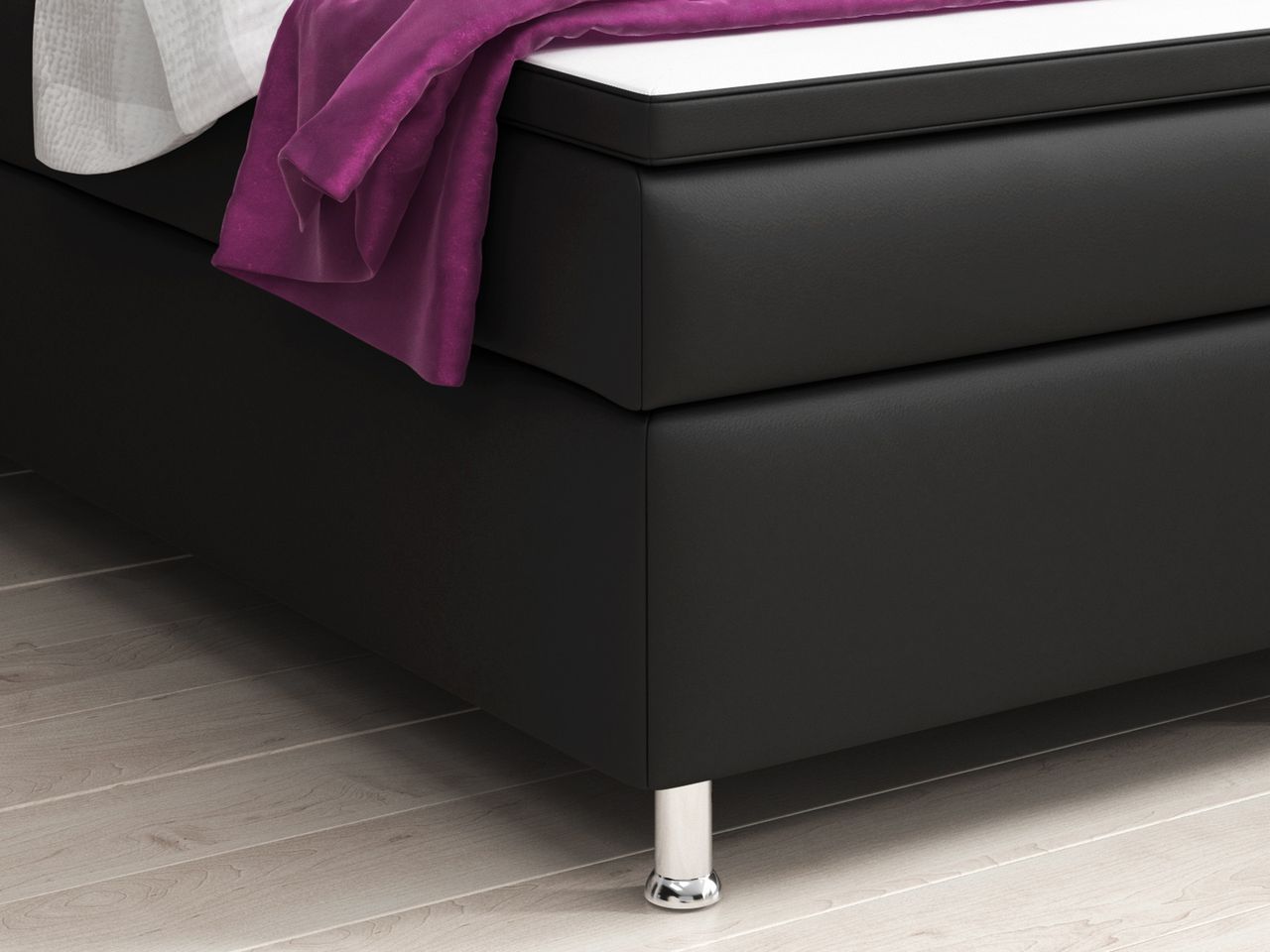 IHG Boxspringbett Turin 180x200 cm Kunstleder Schwarz