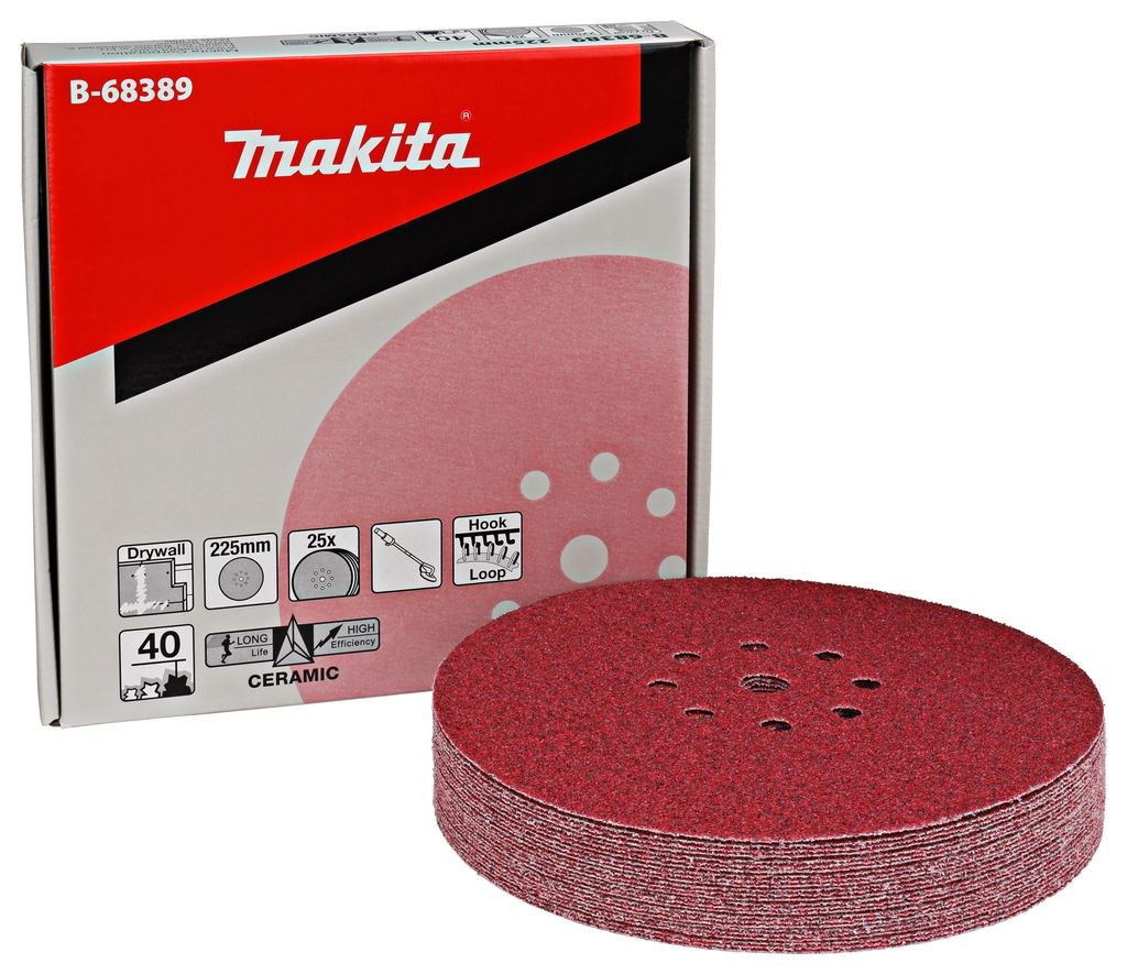 Makita Zubehör B-68389 Schleifscheibe 225 mm K40 Klettverschluss 25 Stück