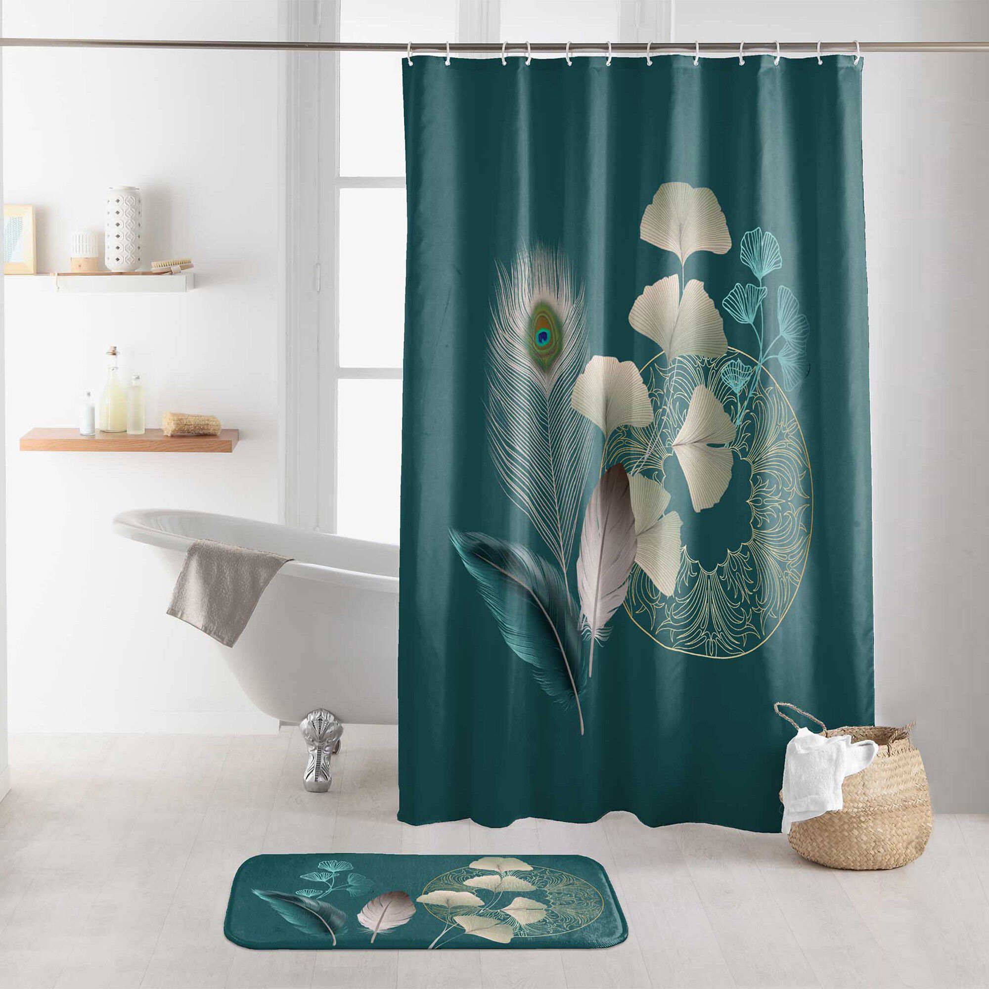 Rideau de douche imprimé Ginkoblue