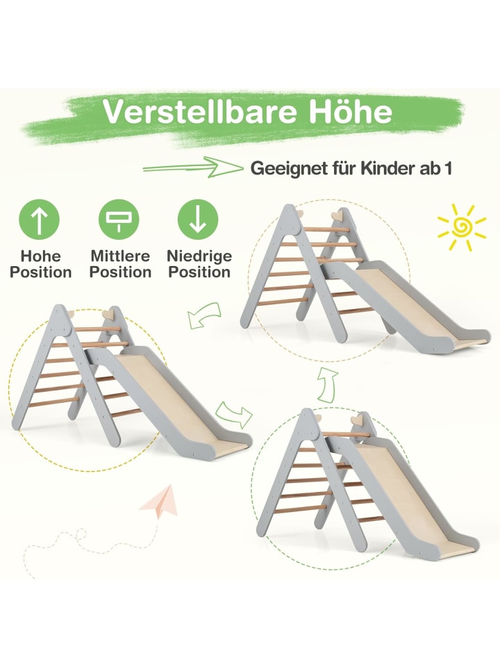 COSTWAY Kletterdreieck mit Rutsche in Grau günstig kaufen onesize