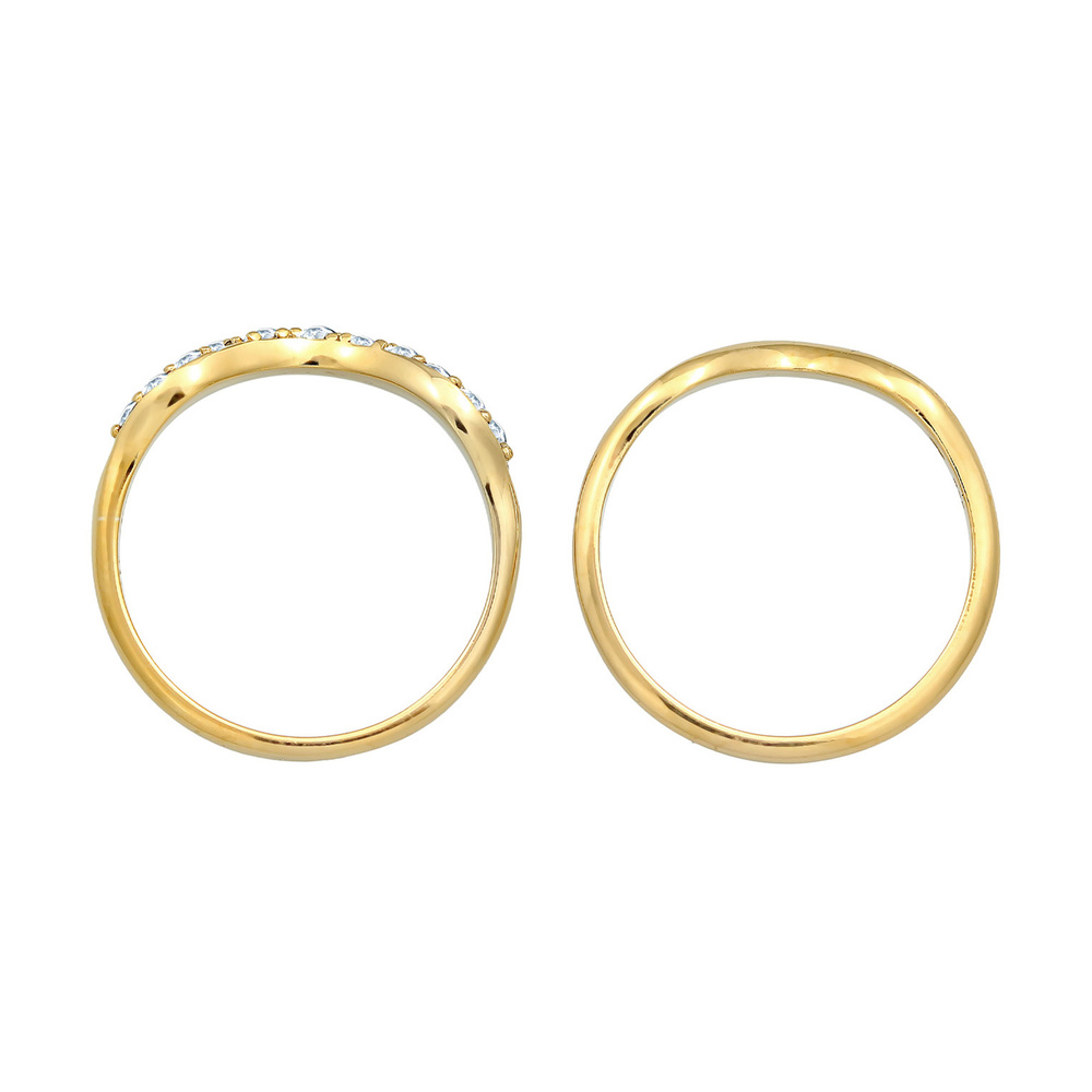 Elli Elli Bague Bagues superposées pour femmes - Ensemble de 2 bagues courbes avec cri Bague