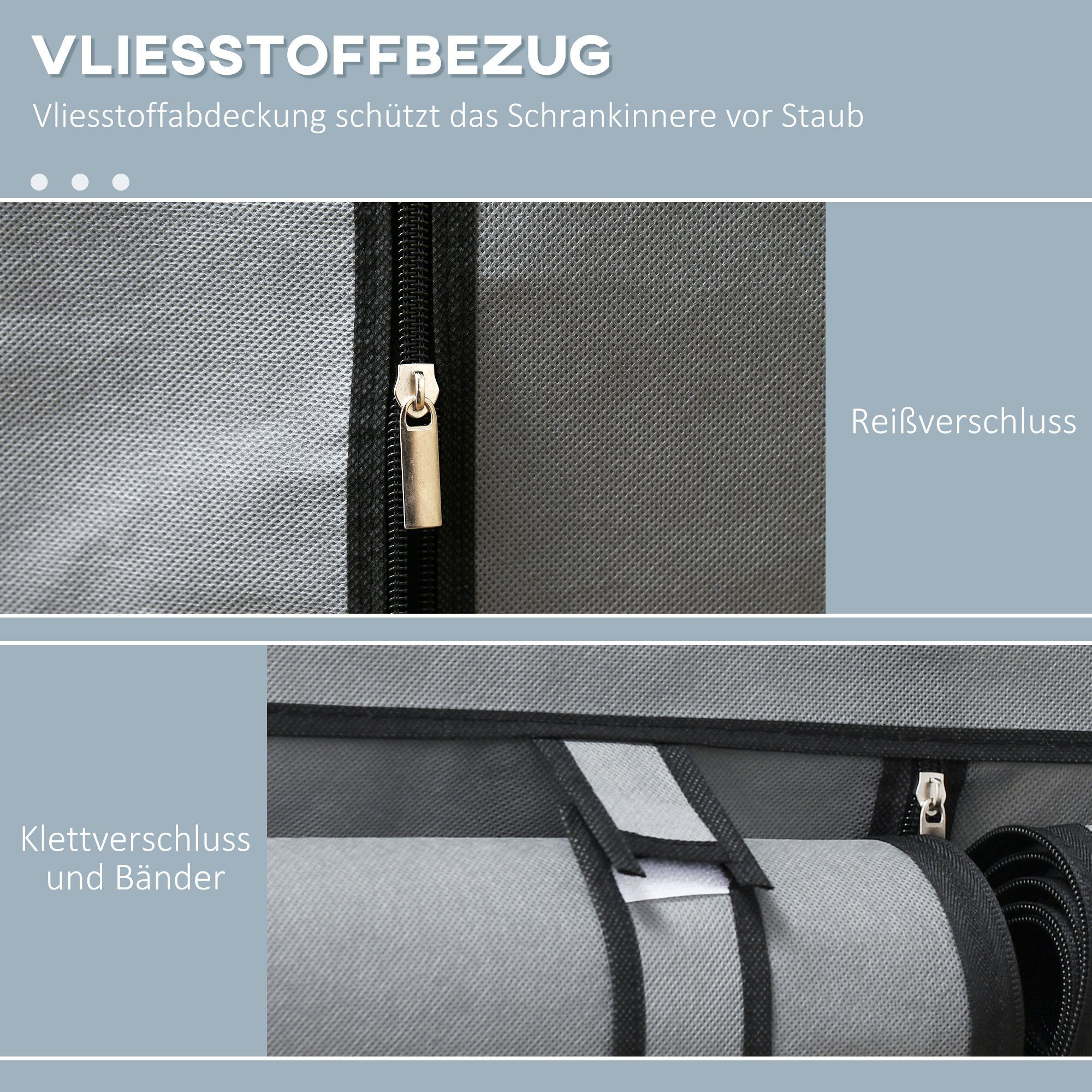 HOMCOM Stoffschrank Faltschrank mit Kleiderstangen, 4 Fächern (Faltbare Garderobe, 1-St., Kleiderschrank)