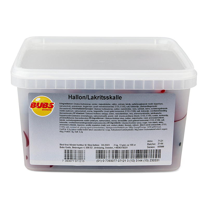 Bubs Hallon og lakrisskalle 2,0 kg