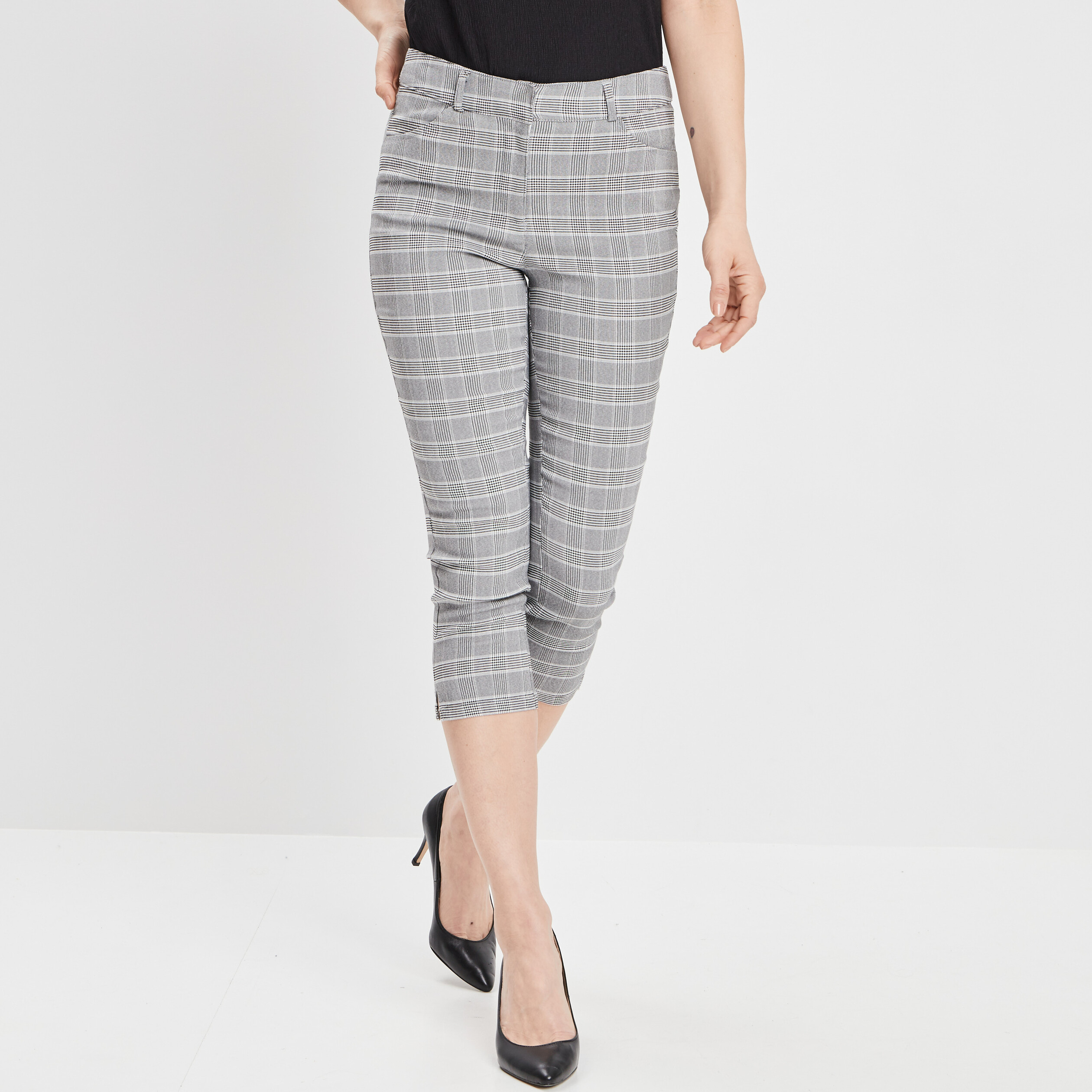 Pantacourt ajusté taille haute blanc femme | La Halle