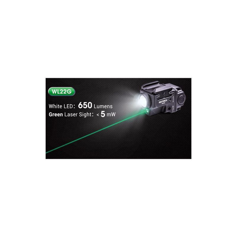 Nextorch WL22G Gunlight W\/Green Laser Ricaricabile 650 Lumens LED