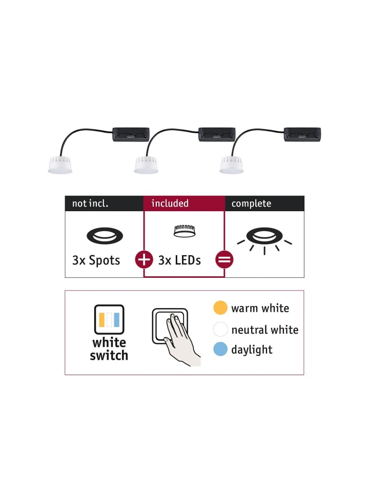 paulmann LED Modul Einbauleuchte Choose 3er-Set White Switch F günstig kaufen onesize