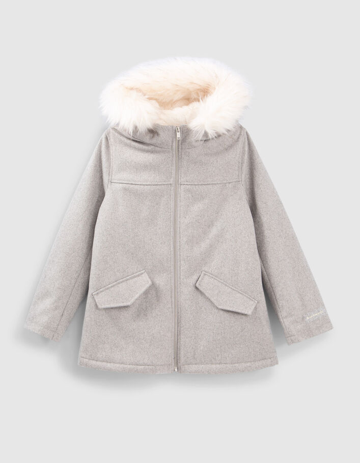Manteau gris fourré esprit caban fille
