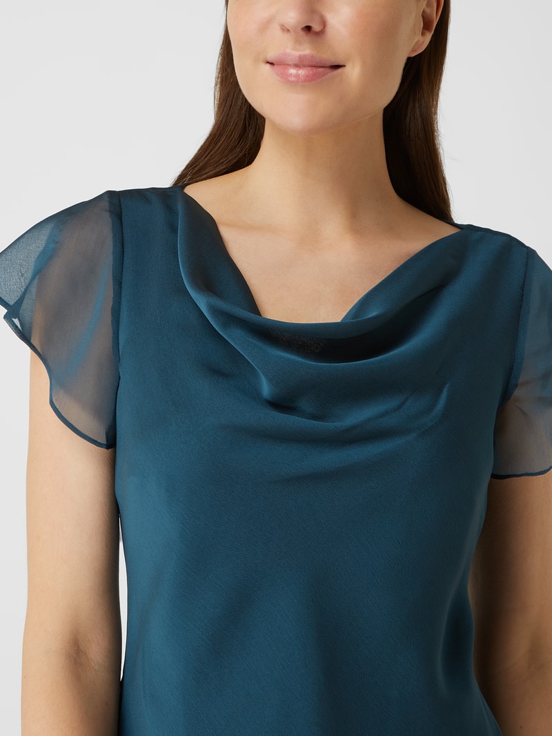 Cocktailkleid aus Chiffon in petrol meliert
