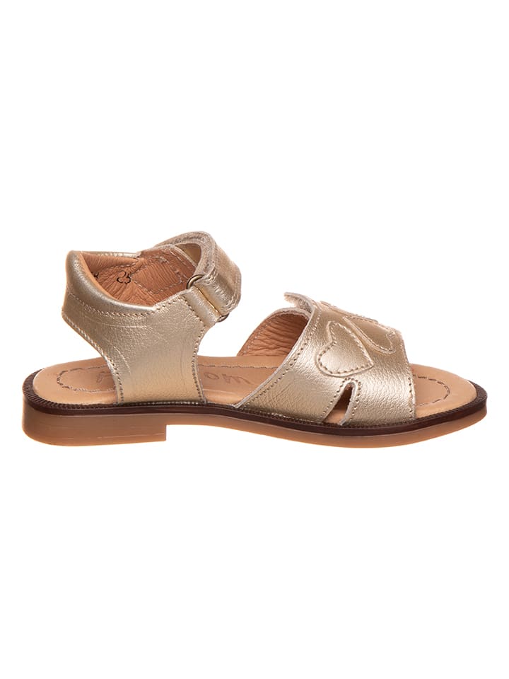 POM POM Leder-Sandalen in Gold günstig kaufen