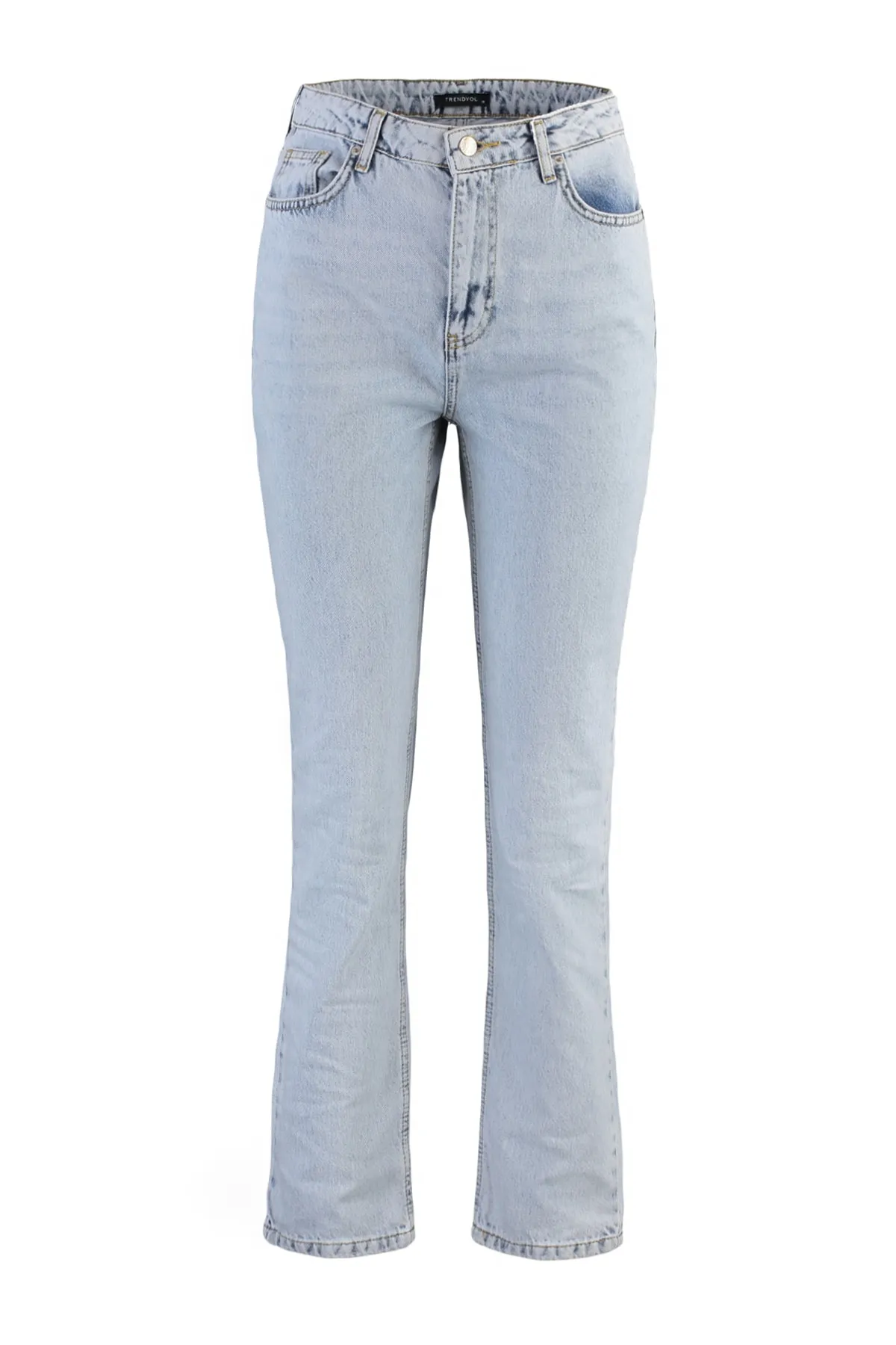 Trendyol Collection  Blaue gerade Jeans mit hoher Taille TWOSS22JE0250