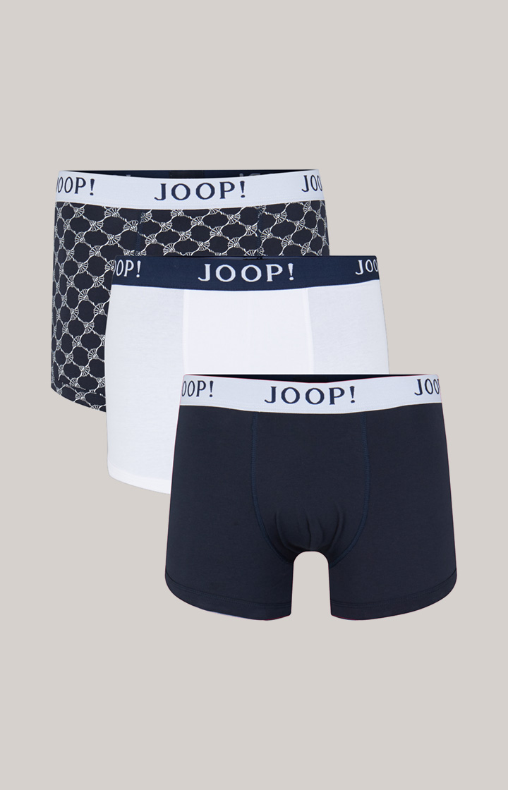 3er-Pack Fine Cotton Stretch Boxer in Dunkelblau/Weiß